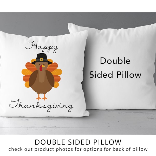 Happy Thanksgiving Turkey Pillow | Thanksgiving Turkey Word Art | Fall Seasonal Decor *