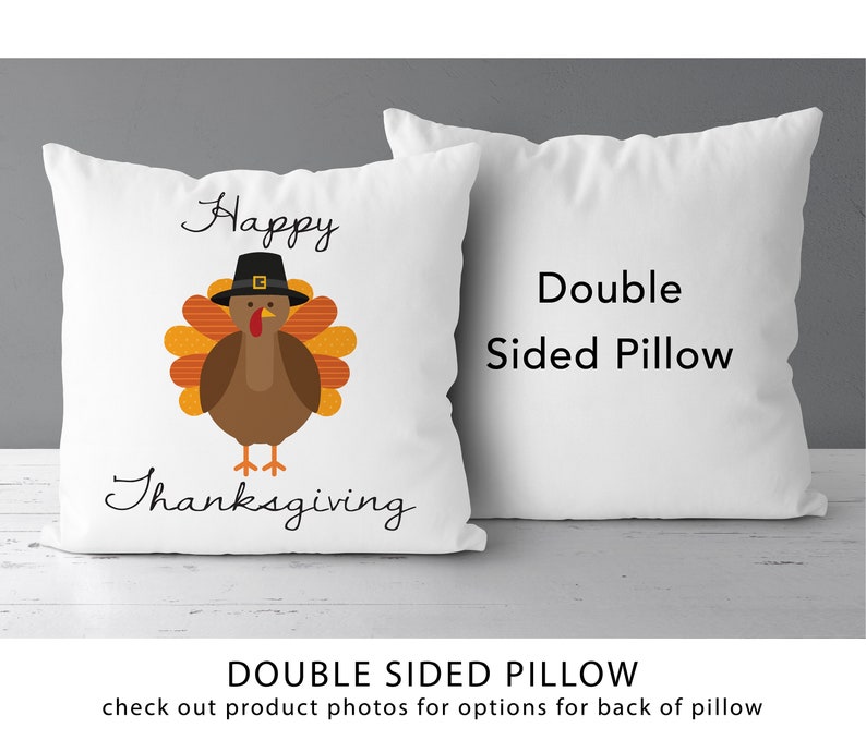 Happy Thanksgiving Turkey Pillow Thanksgiving Turkey Word Art Fall Seasonal Decor image 1