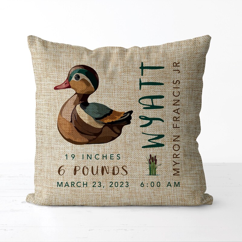 Nature Duck Embroidery Pillow main image 1