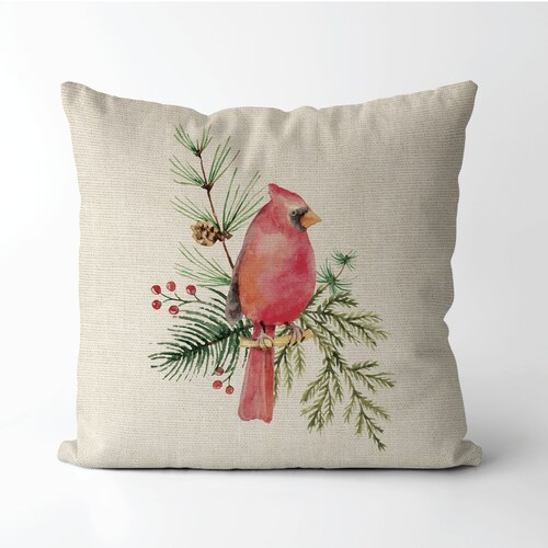 red cardinal throw pillow