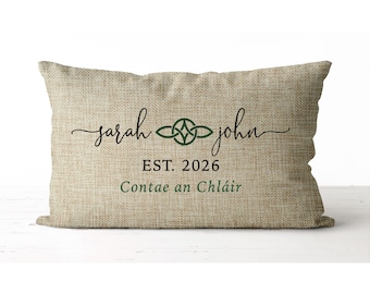 Personalized Irish Wedding Gift Pillow, Custom Celtic Knot Family Decor