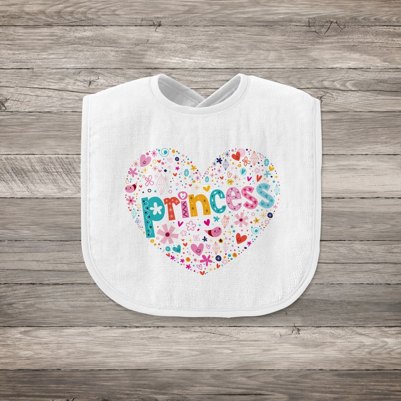 Princess Heart Baby Bib Princess Baby Bib Heart Baby Bib Etsy