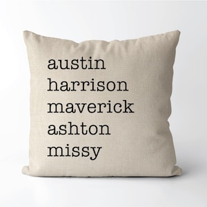 Personalized Family Names Throw Pillow | Grandkid Children Kids Grandchildren Names | Grandma Gift Mothers Day |  Housewarming Gift