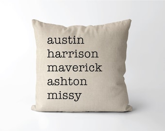 Personalized Family Names Throw Pillow | Grandkid Children Kids Grandchildren Names | Grandma Gift Mothers Day |  Housewarming Gift