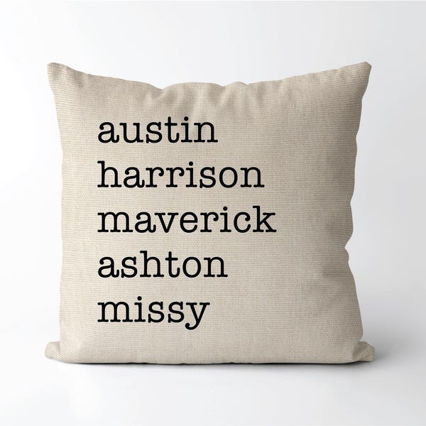 Personalized Family Names Throw Pillow | Grandkid Children Kids Grandchildren Names | Grandma Gift Mothers Day |  Housewarming Gift