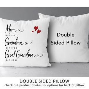 Mom, Grandma, Great Grandma Established pillow | Pregnancy Announcement | Great Grandmother Gift | Pregnancy Reveal | New Grandma Gift *