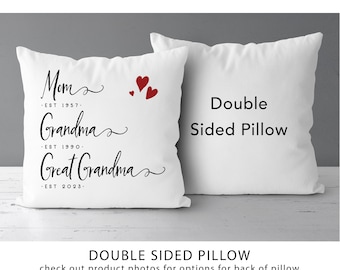 Mom, Grandma, Great Grandma Established pillow | Pregnancy Announcement | Great Grandmother Gift | Pregnancy Reveal | New Grandma Gift *