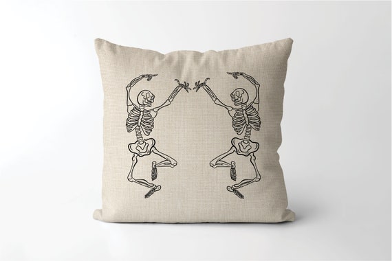 Dancing Skeletons Pillow Cute Skeletons Gothic Decor Etsy