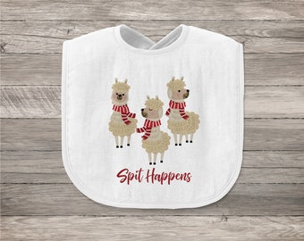 Spit Happens Baby Bib | Spit Happens Bib | Baby Bib | Llama Bib |  Baby Boy Gift |  Baby Girl Gift |  Baby Bib Gift | Three Llamas