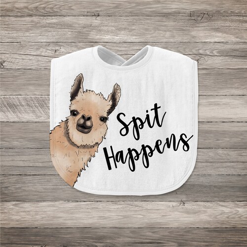 Spit Happens Baby Bib | Llama Bib | Baby Bib | Llama Baby Gift | Baby Boy Gift | Baby Girl Gift | Funny Baby Gift