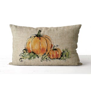 Watercolor pumpkin pillow | Halloween decor | fall decor | fall pillow | front porch pillow | autumn decor | autumn pillow | thanksgiving