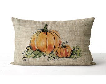 Watercolor pumpkin pillow | Halloween decor | fall decor | fall pillow | front porch pillow | autumn decor | autumn pillow | thanksgiving