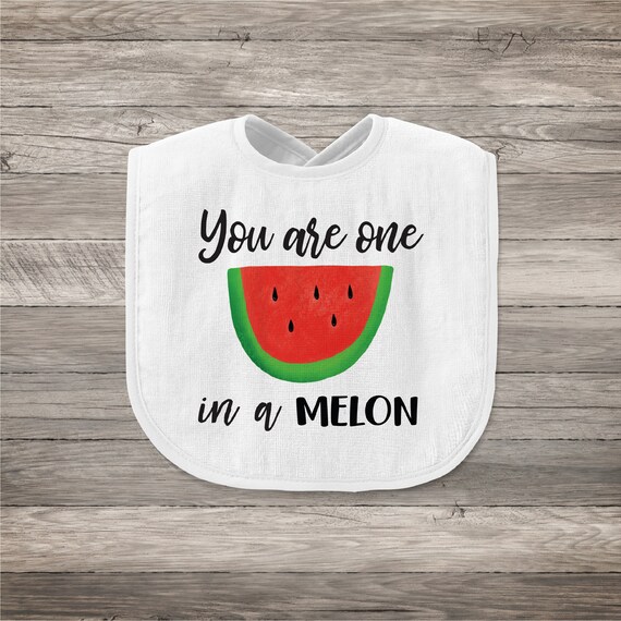 You Are One In A Melon Baby Bib Watermelon Baby Bib Baby Etsy