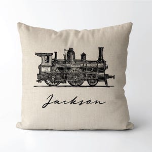 Personalized Vintage Train Name Pillow  |  Personalized Baby Name Gift |  Train Nursery  |  Kids Room Train Decor