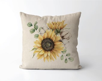 Yellow Sunflowers Pillow | Yellow Flower | Autumn Fall Decor