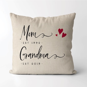 Mom, Grandma Established pillow | Pregnancy Announcement | Grandmother Gift | Pregnancy Reveal | New Grandma Gift *