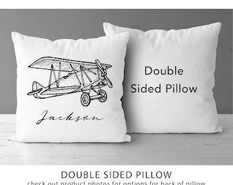 Personalized Vintage Plane Name Pillow | Personalized Name  | Baby Plane Gift | Kids Room | Plane Nursery Decor | Aviator *