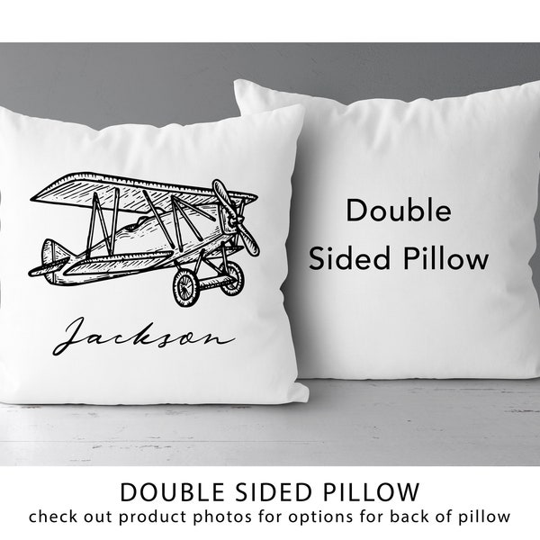 Personalized Vintage Plane Name Pillow | Personalized Name  | Baby Plane Gift | Kids Room | Plane Nursery Decor | Aviator *