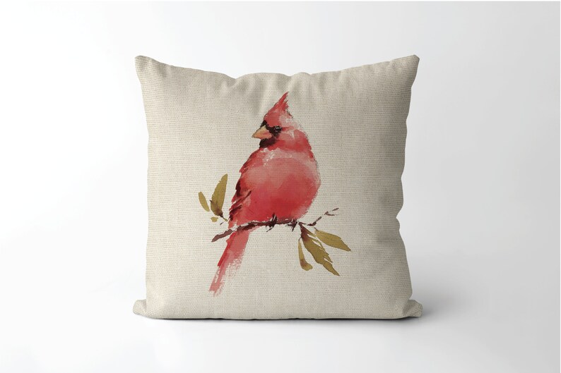 Red Cardinal Bird Pillow throw pillow cushion Red Etsy