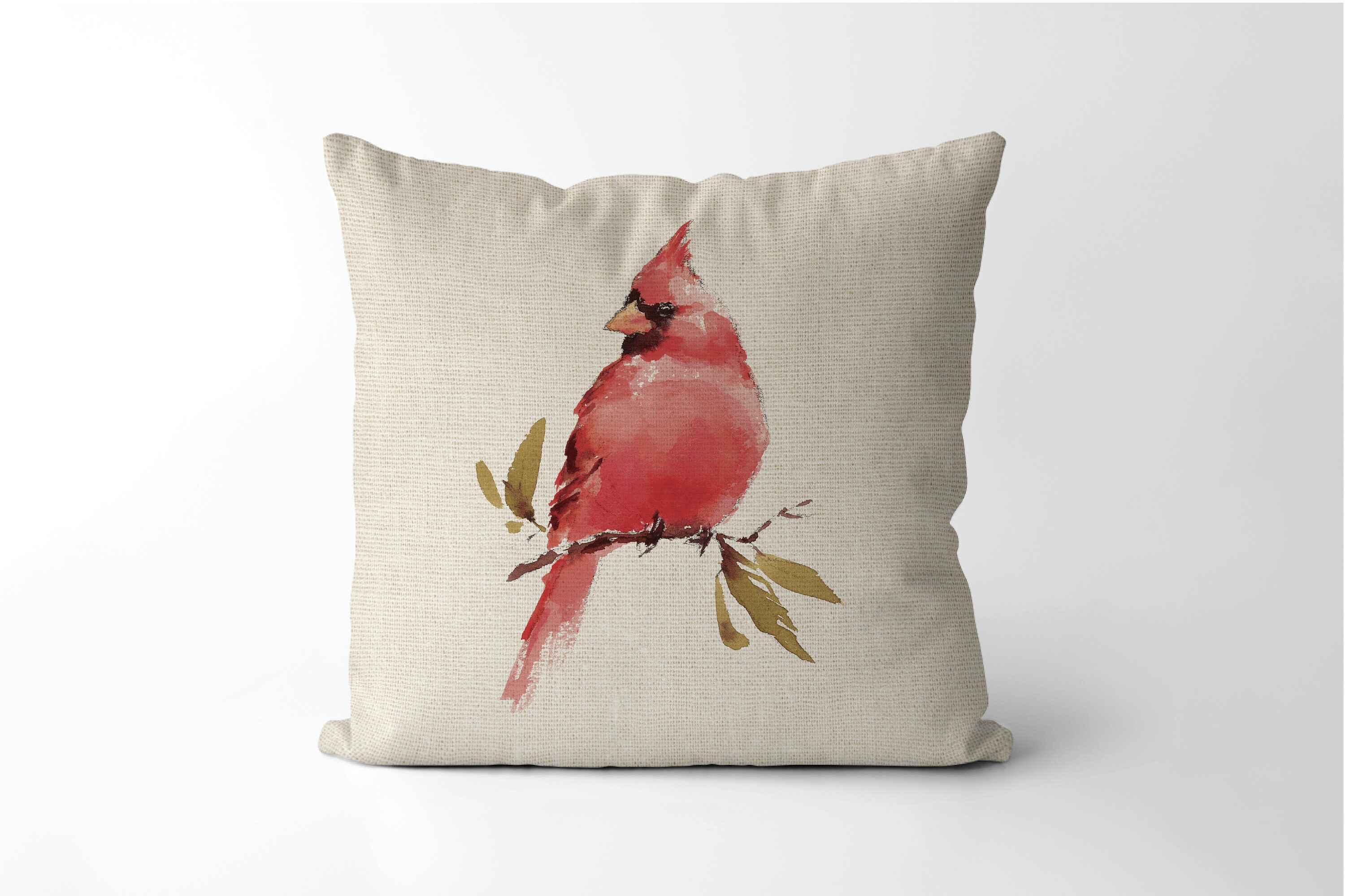 Red Bird Pillow Etsy