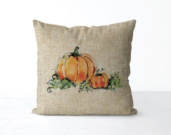 Watercolor pumpkin pillow | Halloween decor | fall decor | fall pillow | front porch pillow | autumn decor | autumn pillow | thanksgiving