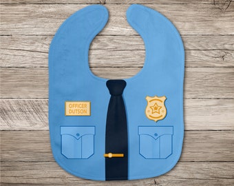 Police Shirt Baby Bib - police baby announcement - Cop Name Bib - Personalized Police Baby Boy Gift - Law Enforcement Baby - First Responder