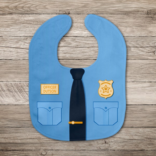 Police Shirt Baby Bib - police baby announcement - Cop Name Bib - Personalized Police Baby Boy Gift - Law Enforcement Baby - First Responder