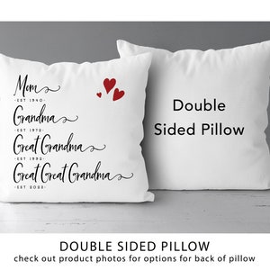 Mom, Grandma, Great Grandma, Great Great Grandma pillow | Grandparents Established  | Pregnancy Reveal | New Great Great Grandmother *