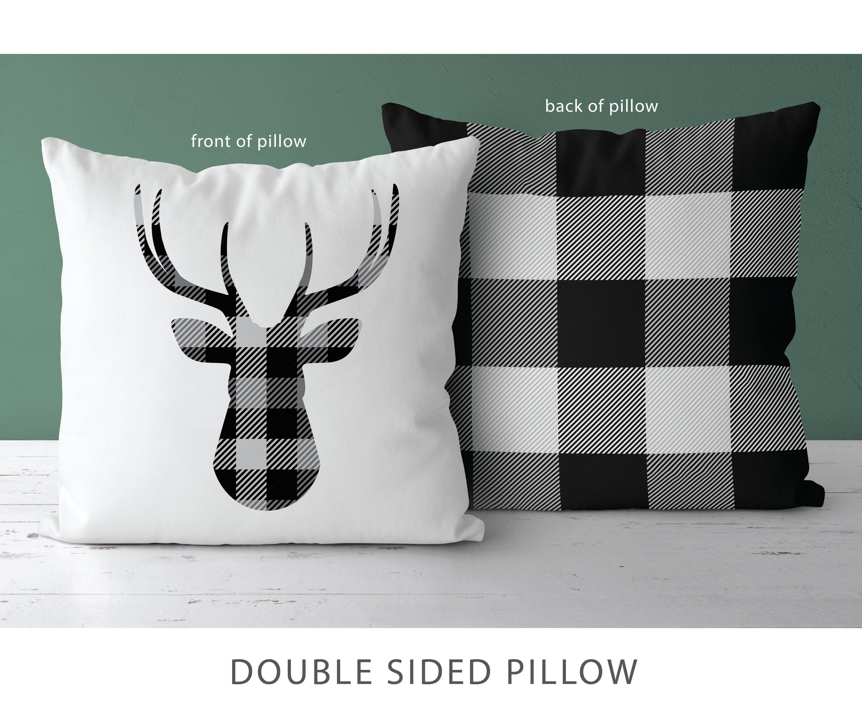 Plaid deer cheap pillow