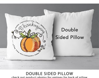 Cute Thanksgiving Pumpkin Pillow |  Word Art Thanksgiving Decor  |  Fall Autumn *