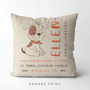 Personalized Dog Baby Baptism Pillow | Puppy | Christening gift | baby boy or girl gift | Gift from Godmother | confirmation