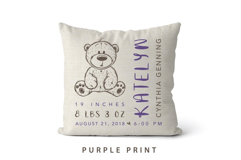 Teddy Bear Birth Stats Pillow Baby Boy Personalized Gift | Etsy