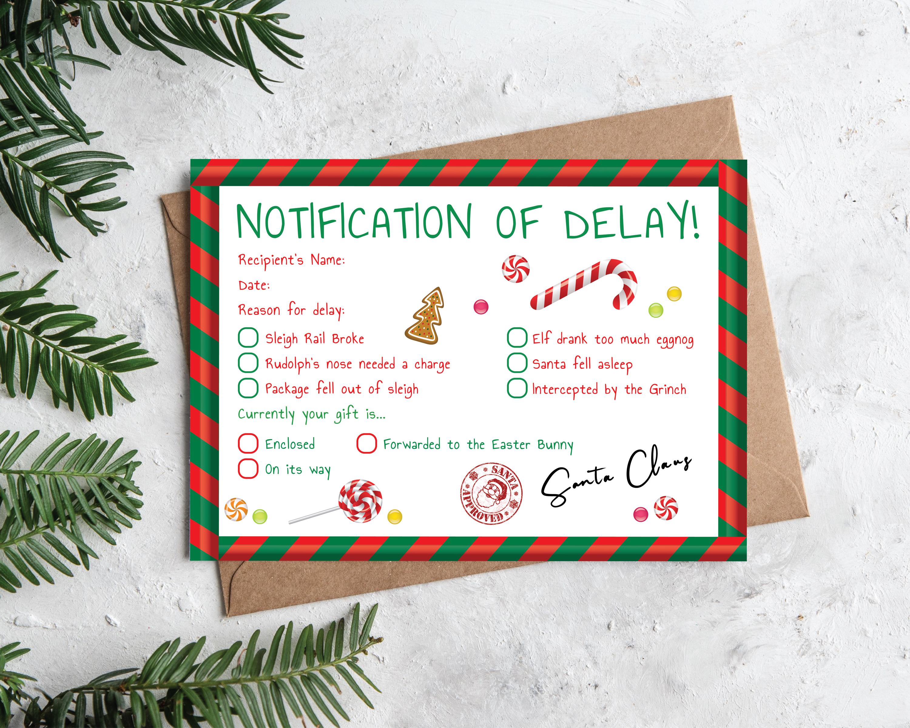 Delayed Christmas Gift Letter From Santa | Notification of Late