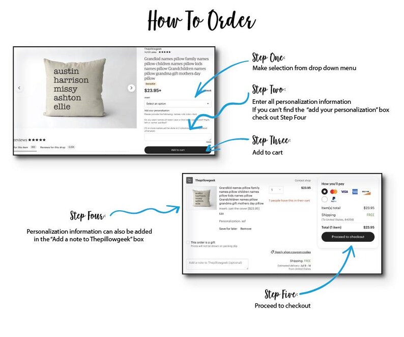 a diagram of how to order a pillow