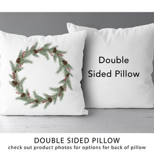 Pine Cones & Holly Berries Wreath Pillow | Rustic Christmas Decor | Christmas Holiday Gift *