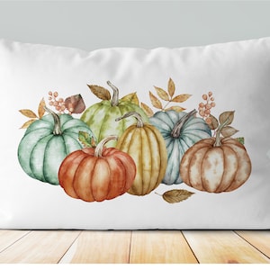 Watercolor pumpkins pillow | thanksgiving decor | fall decor | fall pillow | lumbar | autumn decor | autumn pillow | halloween