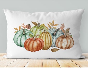 Watercolor pumpkins pillow | thanksgiving decor | fall decor | fall pillow | lumbar | autumn decor | autumn pillow | halloween