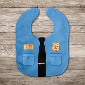 Police Shirt Baby Bib - police baby announcement - Cop Name Bib - Personalized Police Baby Boy Gift - Law Enforcement Baby - First Responder