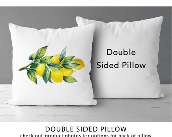 Watercolor Lemon Branch Pillow | Watercolor Lemon Decor | Summer Decor | Lemon Blossoms *