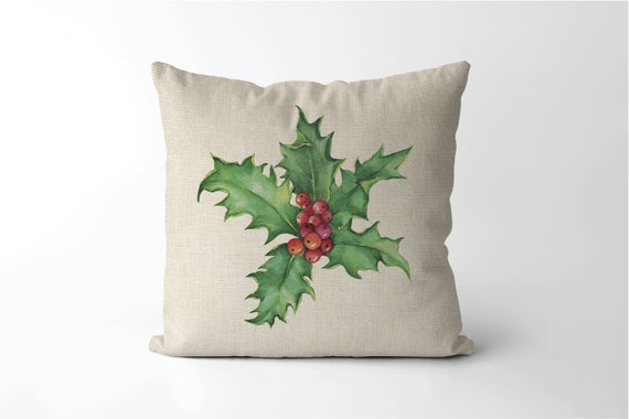 Christmas Home Decor Holly Berry Pillow Winter Berry Throw Pillow Holly Berry Pillow Cover Christmas Berry Pillow Winter Pillow Decor