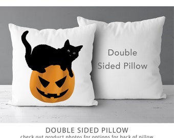 Black Cat And Pumpkin Pillow  | Halloween Decor | Fall Decor  | Cat Lover | Gothic Decor *