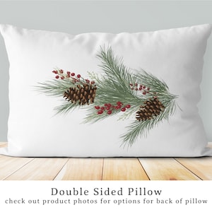 Pine Branch With Pine Cone And Berry Pillow |   Christmas Pillow | Pine Pillow | Christmas Decor | Christmas Gift | Christmas Pillow