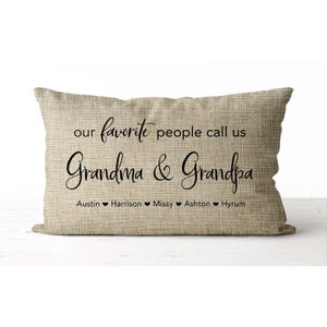 Our favorite people call us Grandma & Grandpa pillow | grandparent pillow | grandparent gift | grandchildren's names | grandma grandpa gift zdjęcie 1