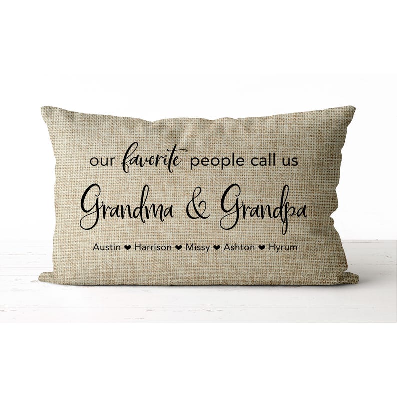 Our favorite people call us Grandma & Grandpa pillow | grandparent pillow | grandparent gift | grandchildren's names | grandma grandpa gift zdjęcie 1