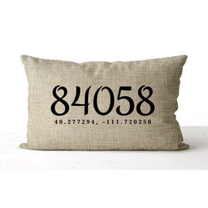 Custom Zip code Pillow | Latitude Longitude Pillow | Personalized Zip code Pillow | Housewarming gift | Wedding Present | Engagement Gift