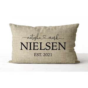 Personalized Couple Established Pillow | Last Name Pillow | Farm House Decor | Custom pillow | Anniversary gift | Wedding Gift