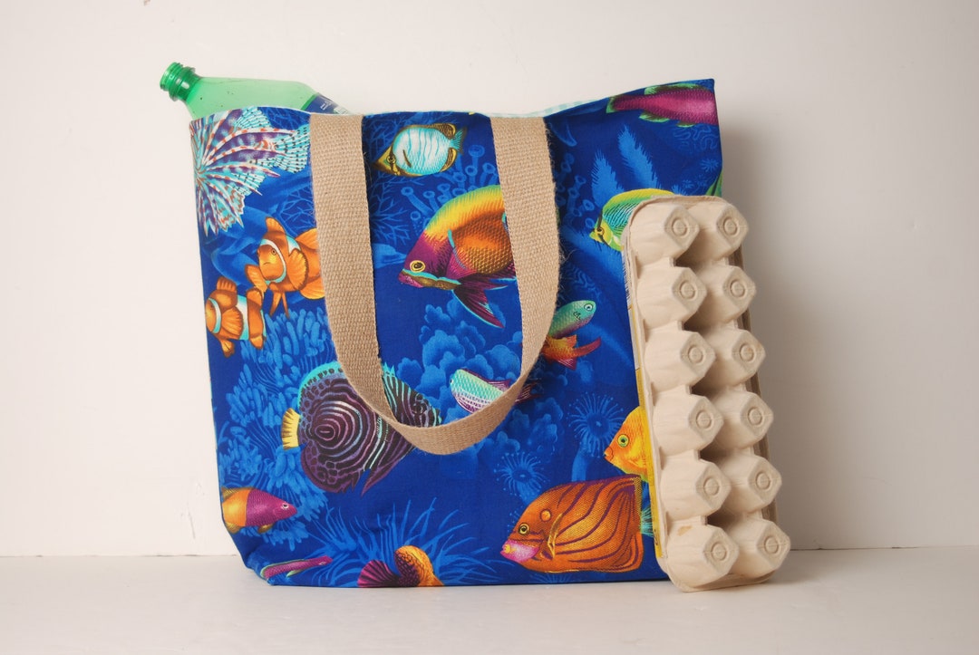 Fabric Shopping Bagreusable Baghandmade Fabric Bagtropical Fish