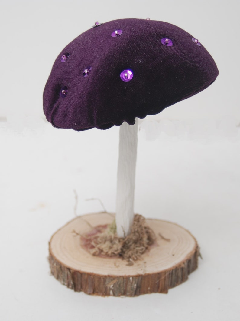 Purple Velvet Mushrooms-Mushroom Decorations-Toadstools image 4