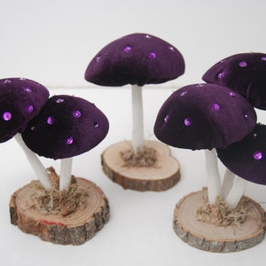 Purple Velvet Mushrooms-Mushroom Decorations-Toadstools