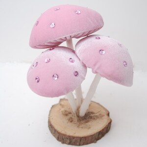 Pale Pink Velvet Mushrooms-Mushroom Decorations-Toadstools image 2